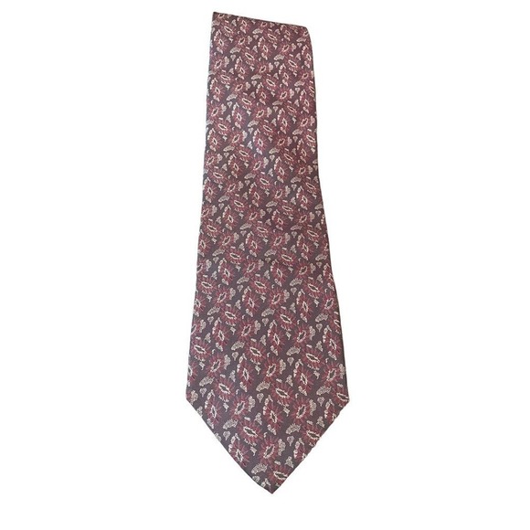 GIORGIO ARMANI Printed Floral Silk Tie Burgundy - Picture 1 of 5